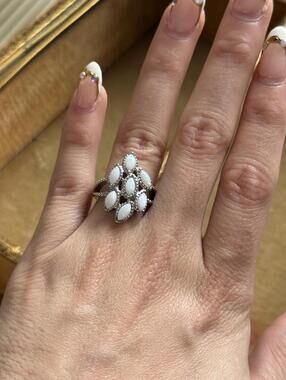 Stainless Steel Faux Opal ring
